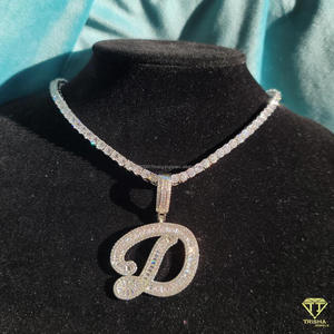 Collar de Lujo con Colgante de Letra 'D' con Diamantes Cultivados en Laboratorio, Cadena Cubana Estilo Hip Hop, Joyería de Moda - Product Image 5