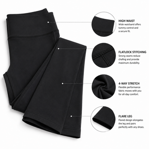 Roregal Folded High-Waisted Slimming <b>Flared</b> Pants Outdoor Casual Fashion Running Fitness Long Yoga Flare <b>Leggings</b> - Product Image 6