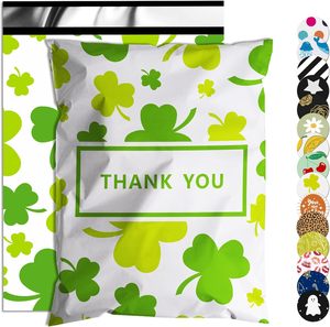 Sacs d'expédition imperméables et résistants aux déchirures pour vêtements, sacs en polyéthylène pour l'expédition, sacs d'emballage imprimés trèfles - Product Image 1