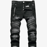 Pantalones Vaqueros de Hombre Slim Fit de Cintura Alta, Transpirables, Sólidos, Formales, Rotos, Desgastados, de Moda Casual