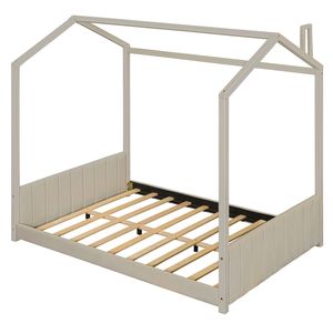Letto a capanna in velluto beige a grandezza naturale per bambini, in legno, con comfort eccellente (Vecchio SKU LP000126AAA) - Product Image 5