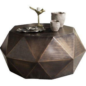 Mesa Auxiliar de Aluminio de Alta Calidad con Detalles Metálicos, Mueble Premium para Hotel, Hogar, Sala de Estar, Otomana, Latón - Product Image 5