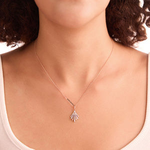 Colgante de Lujo con Diseño de Abanico y Diamantes Cultivados en Laboratorio, Bañado en Rodio, para Mujer, en Oro de 10K, 14K, 18K y Plata 925, Ideal para Fiestas - Product Image 3