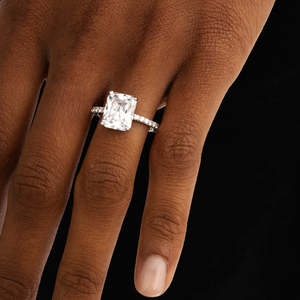 Luxury Radiant Cut Solitaire Engagement <b>Ring</b> | 925 Sterling <b>Silver</b> Wedding <b>Ring</b> | <b>Statement</b> <b>Ring</b> for Women - Product Image 4