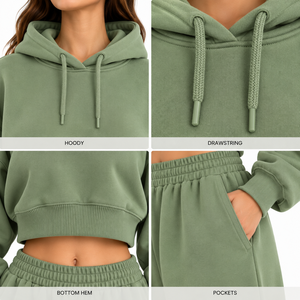 Conjunto Deportivo con Capucha para Mujer, Color Verde Oliva, Manga Larga, Corte Holgado, Sudadera y Pantalones Casuales con Bolsillos Laterales - Product Image 5