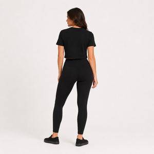 OEM Women's Solid Color Spandex 2-Piece Skinny Fit <b>Crop</b> <b>Top</b> Leggings Set Quick Dry Breathable Anti-Wrinkle Anti-Pilling Woven - Product Image 2
