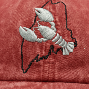 Custom OEM Baseball Cap 100% Cotton Lobster Embroidery Maine State Outline Vintage Washed Dad <b>Hat</b> Trend Cap - Product Image 2