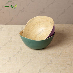 Bol en bambou tissé à la main, bol de service en bambou naturel pour la maison et la cuisine, vaisselle durable - Product Image 2