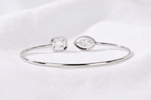 Pulsera de Plata de Ley 925 con Diamantes Cultivados en Laboratorio, Certificación IGI, Corte Pera y Esmeralda, Joyería Fina para Bodas - Product Image 4