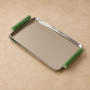 Luxury Stainless Steel Serving <b>Tray</b> with White Marble Handles Premium <b>Mirror</b> Finish Luxury <b>Rectangular</b> Display Platter - Product Image 3
