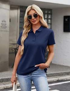 Camisetas Polo de Manga Corta para Mujer de Alta Calidad, 100% Algodón, 180 g/m², Dos Tonos, OEM - Product Image 1