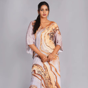 Vestido Largo Kaftan con Estampado de Mármol - Product Image 1