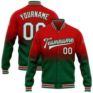 Veste universitaire camouflage rouge et vert pour homme, personnalisable avec nom et numéro, impression par sublimation, tenue décontractée d'automne, coupe classique, col rabattu - Product Image 1