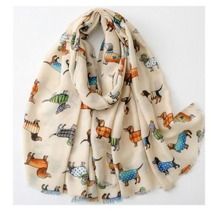 Bufanda Larga de Seda para Mujer con Estampado de Dachshund de Dibujos Animados, Accesorio Multifuncional Casual para Todas las Estaciones - Product Image 1