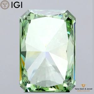 Diamant de 2,00 carats avec certificat IGI, forme Radiant, cultivé en laboratoire CVD, couleur vert vif fantaisie, clarté VVS2, pour bague de fiançailles - Product Image 6