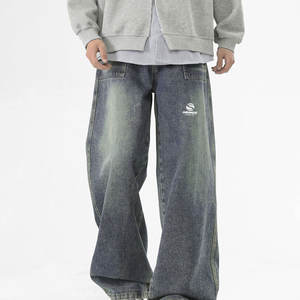 Pantalones Vaqueros Personalizados de Alta Calidad, Azul-Blanco, Casuales de Primavera, Vintage, Rectos, Transpirables, Estilo Urbano, con Costuras en Contraste, Lavados - Product Image 5