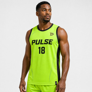 Maillot de basket personnalisé sublimé vert néon, col en V, sans manches, anti-transpiration, unisexe, pour équipe adulte - Product Image 4