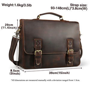 Leather <b>Sleeve</b> Case For <b>Laptop</b> Leather Stand Cover Portable Leather <b>Laptop</b> Bag Handheld Briefcase - Product Image 2