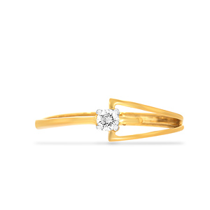 Anillo de Oro Amarillo de 18K, Diseño Moderno con Diamante Redondo para Mujer, 0.35 Ct, Proveedor Mayorista para Compromisos - Product Image 3