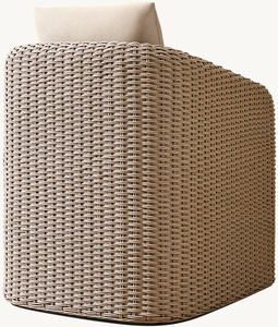 Fauteuil d'extérieur haut de gamme en osier avec coussin, chaise longue moderne en rotin synthétique pour hôtels, complexes hôteliers, villas et projets commerciaux - Product Image 6