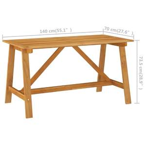 Table de jardin en bois d'acacia massif, durable et de taille moyenne, tables d'extérieur naturelles - Product Image 6