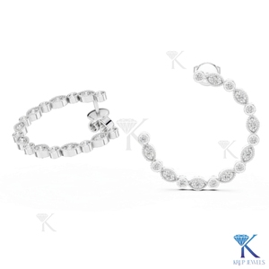 Lab Grown CVD Diamond Open <b>Hoop</b> <b>Earrings</b> with Milgrain Bezel Setting Brilliant Cut 14K <b>Solid</b> Gold Luxury Bridal Women's Jewelry - Product Image 5