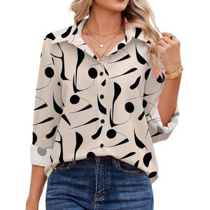 Custom Women Polyester Chiffon <b>Red</b> Micro Print Long Sleeve Work <b>Blouse</b> with Button Front and Polished Business Casual Fit - Product Image 6