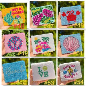 Coin Holder Purse with <b>Thread</b> Design Embroidery Coin Pouch Seed <b>Bead</b> Customized Hand Pouch - Product Image 2