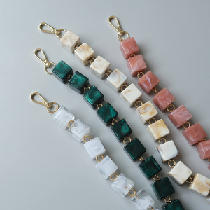 Fashion <b>Retro</b> Handmade Contrast Color Square Resin Acrylic Bead Chain Bag Portable Strap - Product Image 4