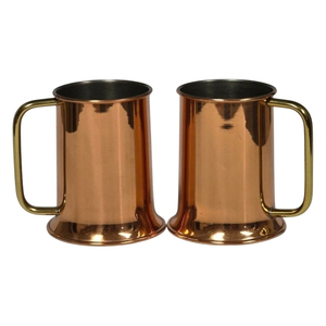 Mug à bière et cocktail en acier inoxydable martelé plaqué cuivre avec poignée en laiton – Vaisselle de bar écologique – Cadeau – Mugs en cuivre - Product Image 6