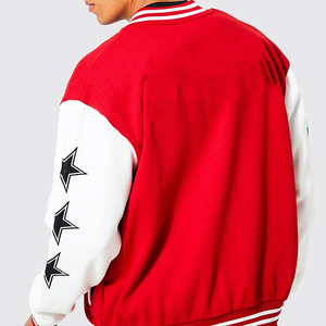 Cotton Polyester Men's <b>Button</b> up Color Blocking Varsity Jacket Letterman Men's Sports Jacket Baseball Jacket for Men - Product Image 3