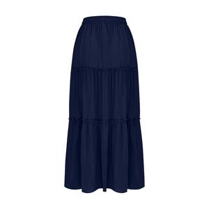 Jupe midi évasée vert émeraude pour femme avec volants, taille haute élastique, en mousseline, style sportif, couleur unie, respirante, idéale pour l'été - Product Image 5