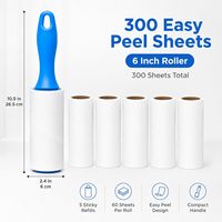 Rouleau anti-poils pour animaux de compagnie, 5 recharges, 300 feuilles collantes pour vêtements, meubles, tapis, rouleau collant pour enlever les poils d'animaux