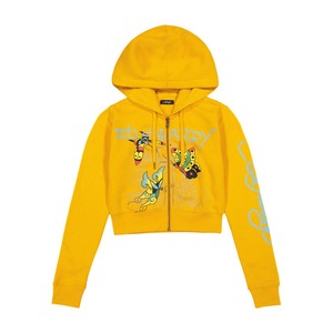 Women's Custom Digital Printing Logo <b>Long</b> Sleeve Hooded Fleece Streetwear Crop <b>Top</b> Zipper Drawstring Hoodies Quick Dry - Product Image 1