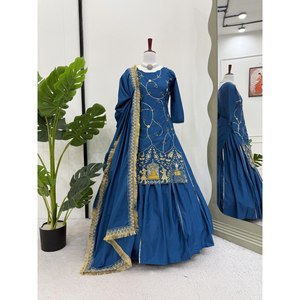 ชุดแต่งกายปาร์ตี้ดีไซน์เนอร์ชุด lehenga กับ dupatta ที่สวยงามเสื้อเครื่องประดับของชนเผ่าอื่นๆ - Product Image 1