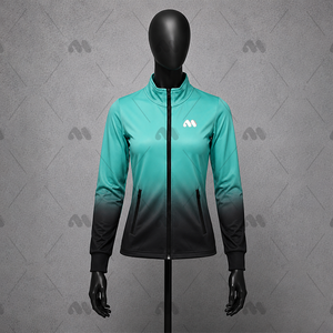 Chaqueta de ciclismo para mujer con cremallera, resistente al viento, transpirable, de manga larga, para entrenamiento en bicicleta, ropa deportiva con degradado. - Product Image 1