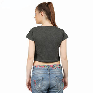 T-shirts courts pour femmes 100 % coton de haute qualité, style streetwear d'été, à manches courtes, couleur unie, avec impression de logo personnalisé, service OEM - Product Image 2