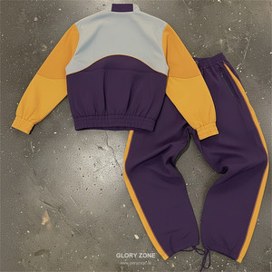 Ensemble de survêtement personnalisé pour homme, color-block bleu, jaune, gris, sportif, zippé, pour le jogging, vêtements d'extérieur d'automne, unisexe - Product Image 3