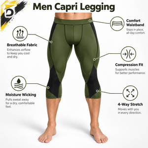 Legging Capri pour homme : construction légère, flexibilité fiable et soutien confortable pour la course et les séances de fitness - Product Image 6