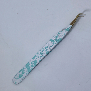 Pinzas de Precisión para Pestañas de Acero Inoxidable, Punta Suave, Mango con Diseño Azul Turquesa, Profesionales para Extensión de Pestañas y Modelado de Cejas - Product Image 4