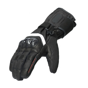 Racing Gloves Full <b>Finger</b> Leather Windproof Adjustable Wrist <b>Strap</b> Unisex Outdoor Riding Protection Black - Product Image 2
