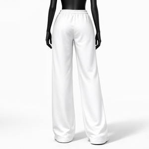 Pantalones Deportivos Blancos de Algodón para Hombre, Cintura Elástica con Cordón, Pantalones de Punto de Peso Medio Casuales con Logotipo de Cruz Negra en la Pierna Derecha - Product Image 3