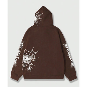 Europe United Sweat-shirt à capuche unisexe à fermeture éclair, coupe ample et ajustée, en polaire à séchage rapide, imprimé hip-hop streetwear avec éléments araignée et motifs originaux - Product Image 3