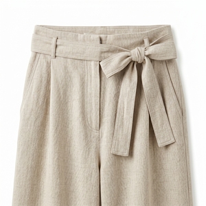 Pantalon large d'été en coton et chanvre blanc uni, coupe ample, respirant, décontracté pour femmes grandes tailles - Product Image 3