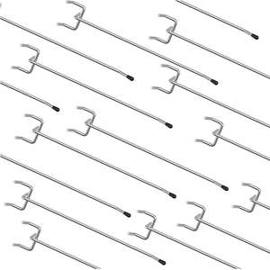 HUHOLE 100 ganchos rectangulares de acero inoxidable plateado para tablero perforado, diseño duradero y funcional para organizador de ropa, 2-6 paredes - Product Image 1