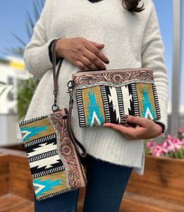 กระเป๋าเงินผู้หญิงทรงอานม้าทำจากหนังหุ้มมือกระเป๋าคลัทช์แบบเย็บมือสไตล์ตะวันตกสินค้ามาใหม่ - Product Image 3