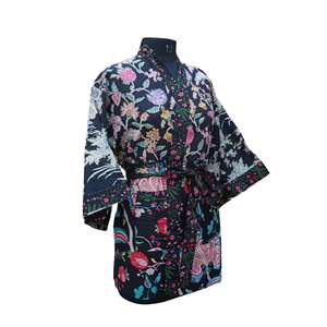 Vestido Kimono Corto de Playa para Mujer, 100% Algodón Puro, Estilo Boho Casual, con Estampado Floral, para Invierno - Product Image 5