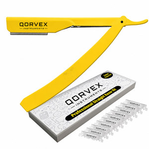 Kit de Navajas de Afeitar Rectas, 2 mm de Espesor, 10 Cuchillas Derby, Color Amarillo - Product Image 1