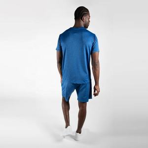 Vente en gros de t-shirts de gym pour hommes, ensemble court, vêtements de sport en coton et polyester, survêtement, shorts 2 pièces, ensemble d'été en gros - Product Image 2