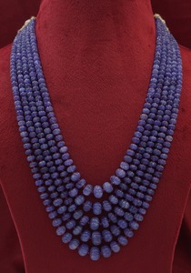 Collier à 5 brins de pierres de tanzanite naturelles taillées, forme melon, pièce de mode tendance pour fiançailles féminines - Product Image 2